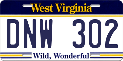WV license plate DNW302
