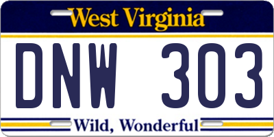 WV license plate DNW303