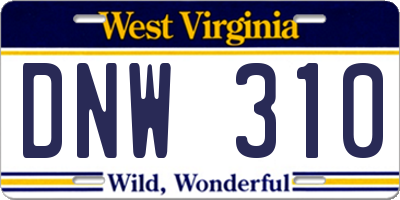WV license plate DNW310