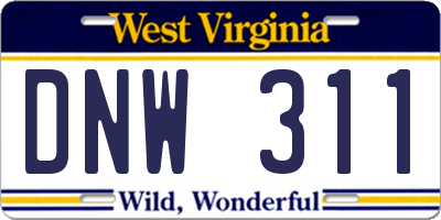 WV license plate DNW311