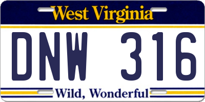 WV license plate DNW316