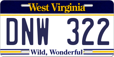 WV license plate DNW322