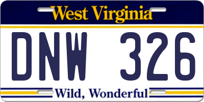 WV license plate DNW326