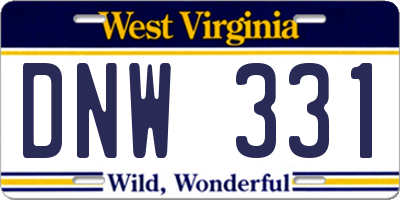 WV license plate DNW331