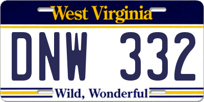 WV license plate DNW332