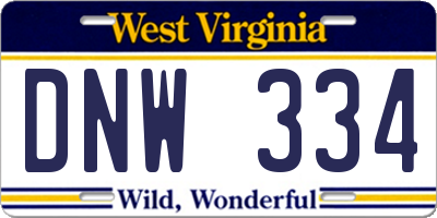 WV license plate DNW334