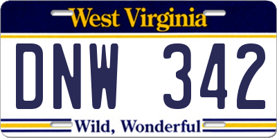 WV license plate DNW342