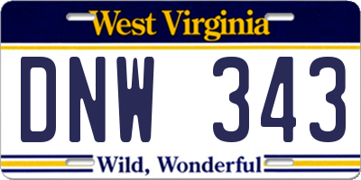 WV license plate DNW343