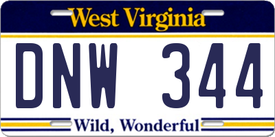 WV license plate DNW344