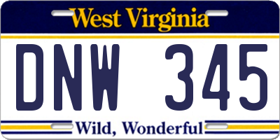 WV license plate DNW345
