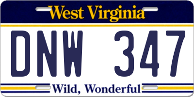 WV license plate DNW347