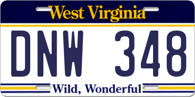 WV license plate DNW348