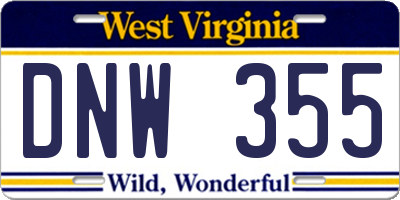 WV license plate DNW355