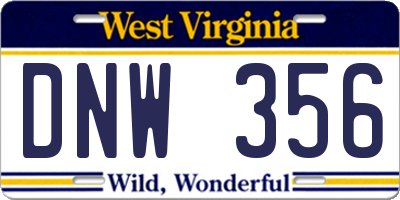 WV license plate DNW356