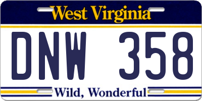 WV license plate DNW358