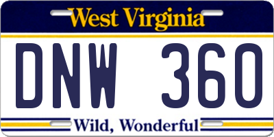 WV license plate DNW360
