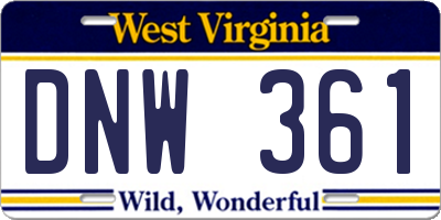 WV license plate DNW361