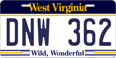 WV license plate DNW362