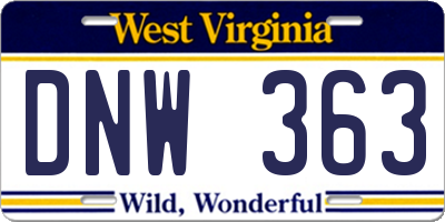 WV license plate DNW363