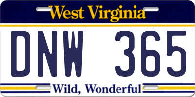 WV license plate DNW365