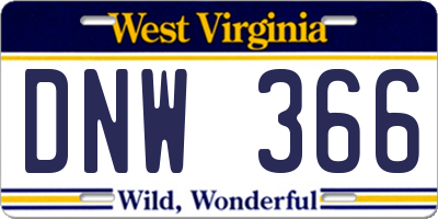WV license plate DNW366