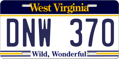 WV license plate DNW370