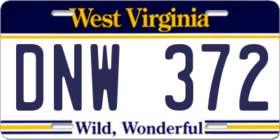 WV license plate DNW372