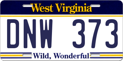 WV license plate DNW373