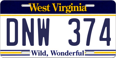 WV license plate DNW374