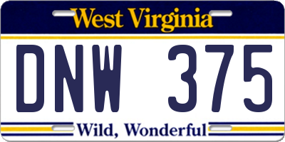 WV license plate DNW375
