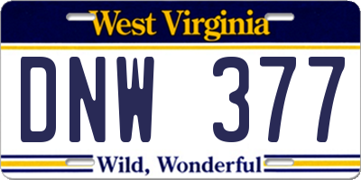 WV license plate DNW377