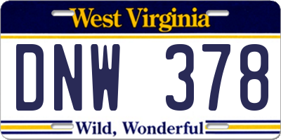 WV license plate DNW378