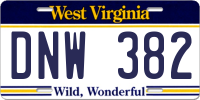 WV license plate DNW382