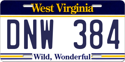 WV license plate DNW384