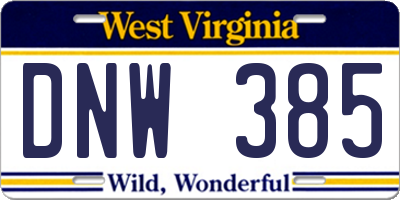 WV license plate DNW385