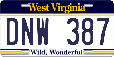 WV license plate DNW387