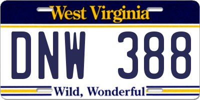 WV license plate DNW388