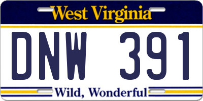 WV license plate DNW391