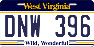 WV license plate DNW396