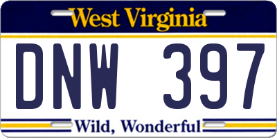 WV license plate DNW397