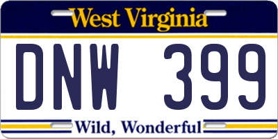 WV license plate DNW399