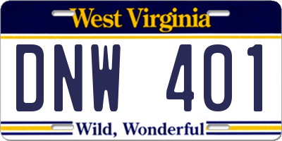 WV license plate DNW401