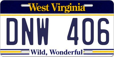 WV license plate DNW406