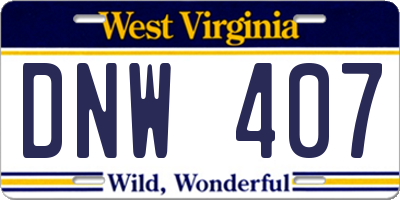 WV license plate DNW407