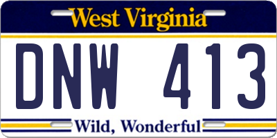 WV license plate DNW413