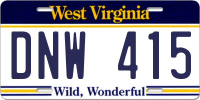 WV license plate DNW415