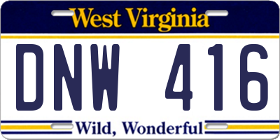 WV license plate DNW416