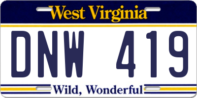 WV license plate DNW419