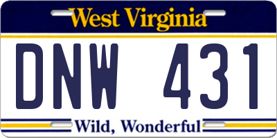 WV license plate DNW431