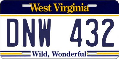 WV license plate DNW432